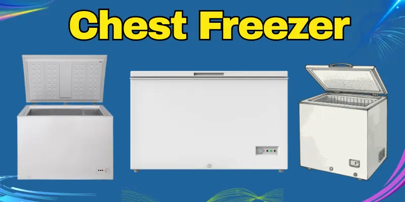 Chest Freezer Image Showing Three Chest Freezers With Open And Closed Lids.