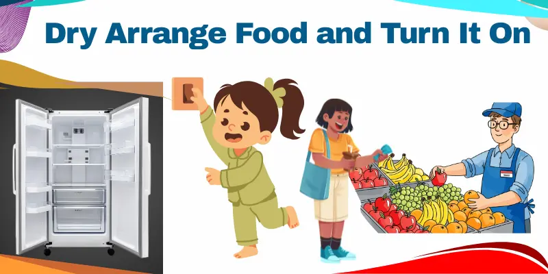 Refrigerator With Food Arrangement And Turning On The Power
