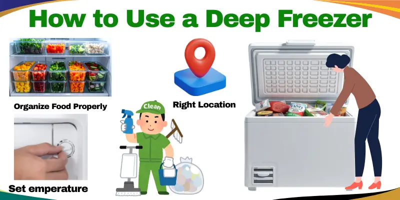 How To Use A Deep Freezer Image Showing How To Use A Deep Freezer With Proper Food Storage, Cleaning, Right Location, And Temperature Setting