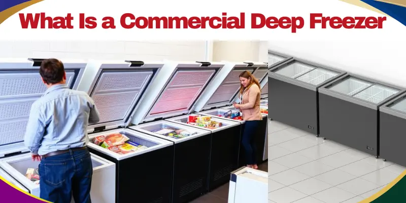 What Is A Commercial Deep Freezer 1 1 Commercial Deep Freezers In A Store With People Selecting Frozen Food.