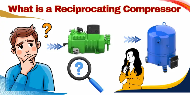 What Is A Reciprocating Compressor Illustration Showing A Reciprocating Compressor, A Storage Tank, And People Thinking About How The Compressor Works.