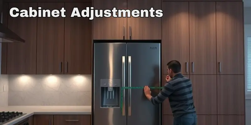 Cabinet Adjustments Fridge A Person Measuring And Adjusting Kitchen Cabinets To Fit A Counter-Depth Refrigerator.