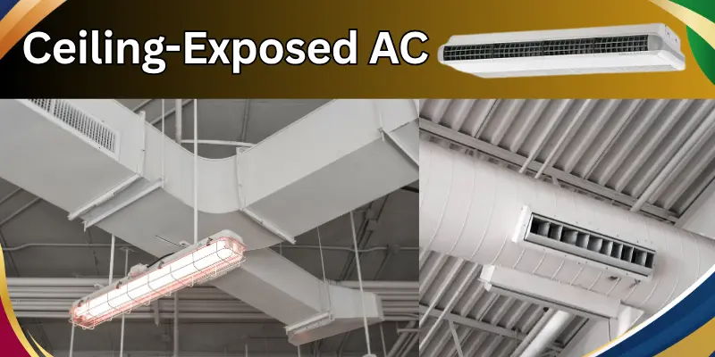 Ceiling Exposed Ac Ceiling-Exposed Air Conditioner Showing The Full Cooling System Installed Below The Ceiling.