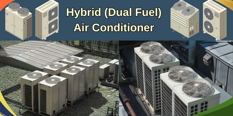 Hybrid Dual Fuel Air Conditioner Image Showing Hybrid Dual Fuel Air Conditioners Installed On Walls, Combining Electric And Gas Systems For Efficient Cooling.