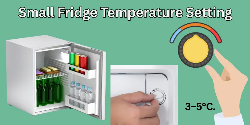 Small Fridge Temperature Setting Hand Turning The Knob Of A Small Fridge To Set The Cooling Between 3–5°C.